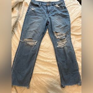 Casual Blue Distressed Boyfriend Jeans